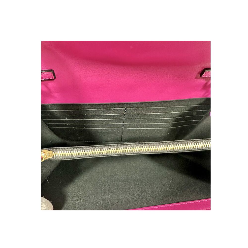 Versace La Medusa Velvet Quilted Leather Wallet On Chain Clutch Fuchsia NWT - Picture 7 of 12